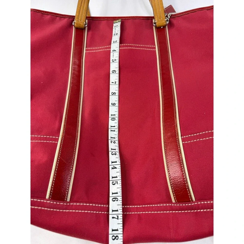Unisex Vintage Retro Y2K Coach Hamptons Canvas Carryall Travel Tote #70108 Red